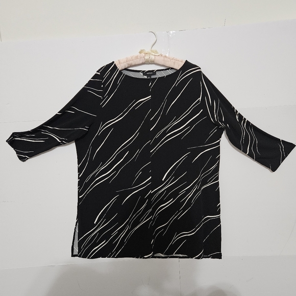 Alfani Size L Black Long-Sleeved Womens Wide Crew Neck Long Dress Shirt  Blouse - Picture 14 of 16